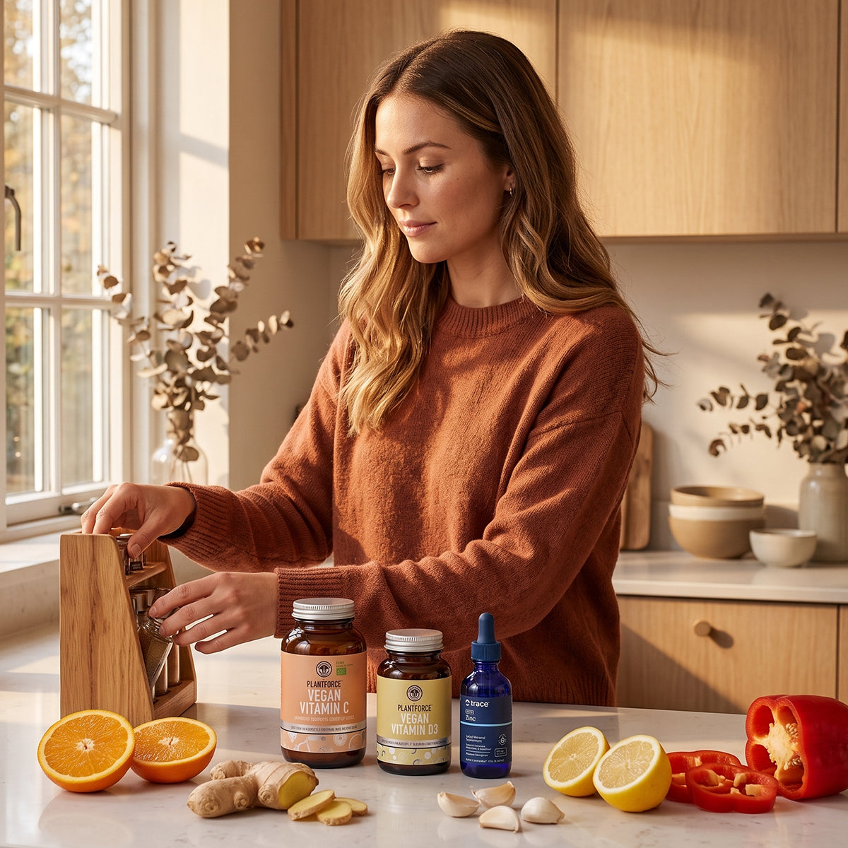 Het immuun-trio: vitamine D, vitamine C en zink — hoe ze samen je weerstand ondersteunen