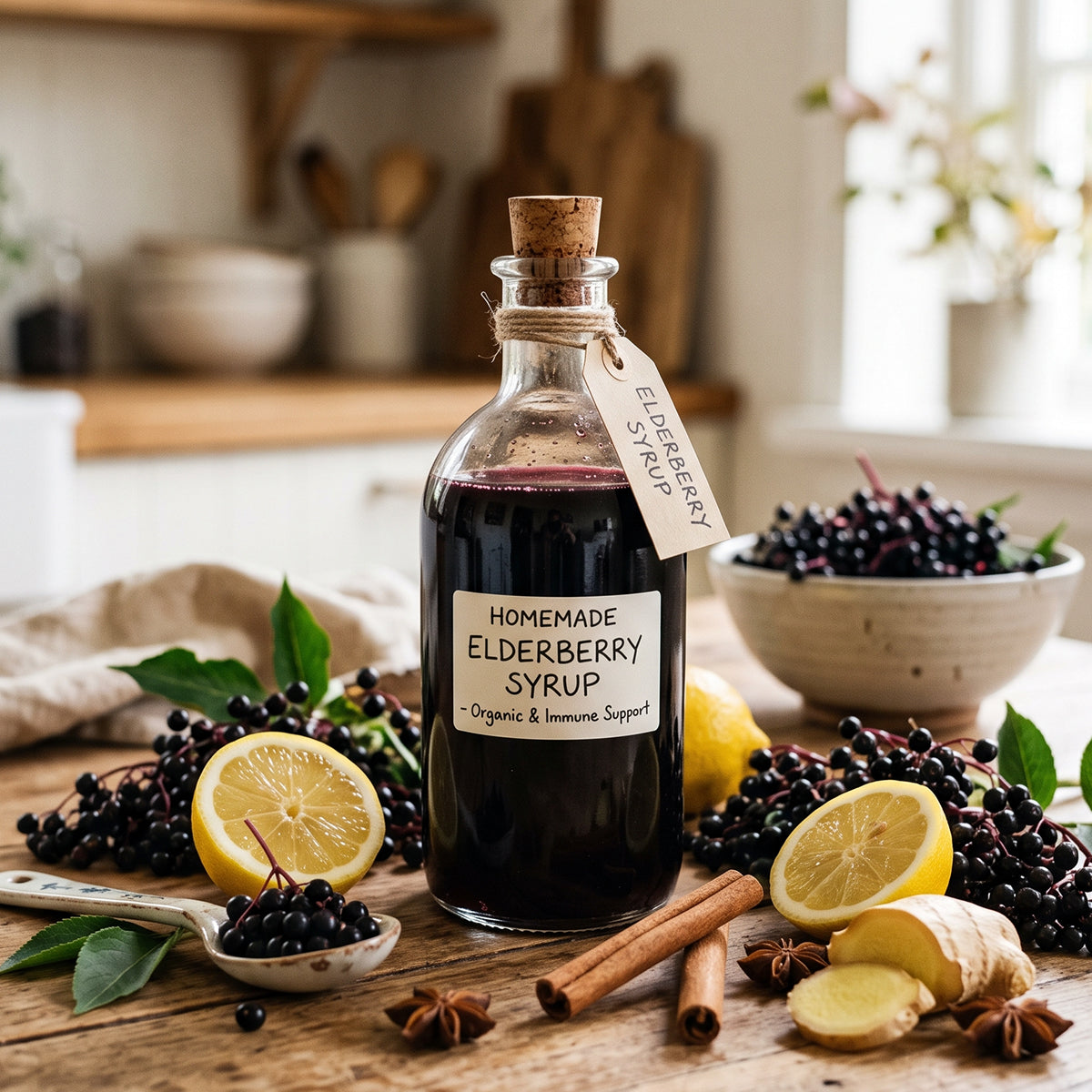 RECEPT: Vlierbes-Gember Immuun Elixer met Honing en Citroen