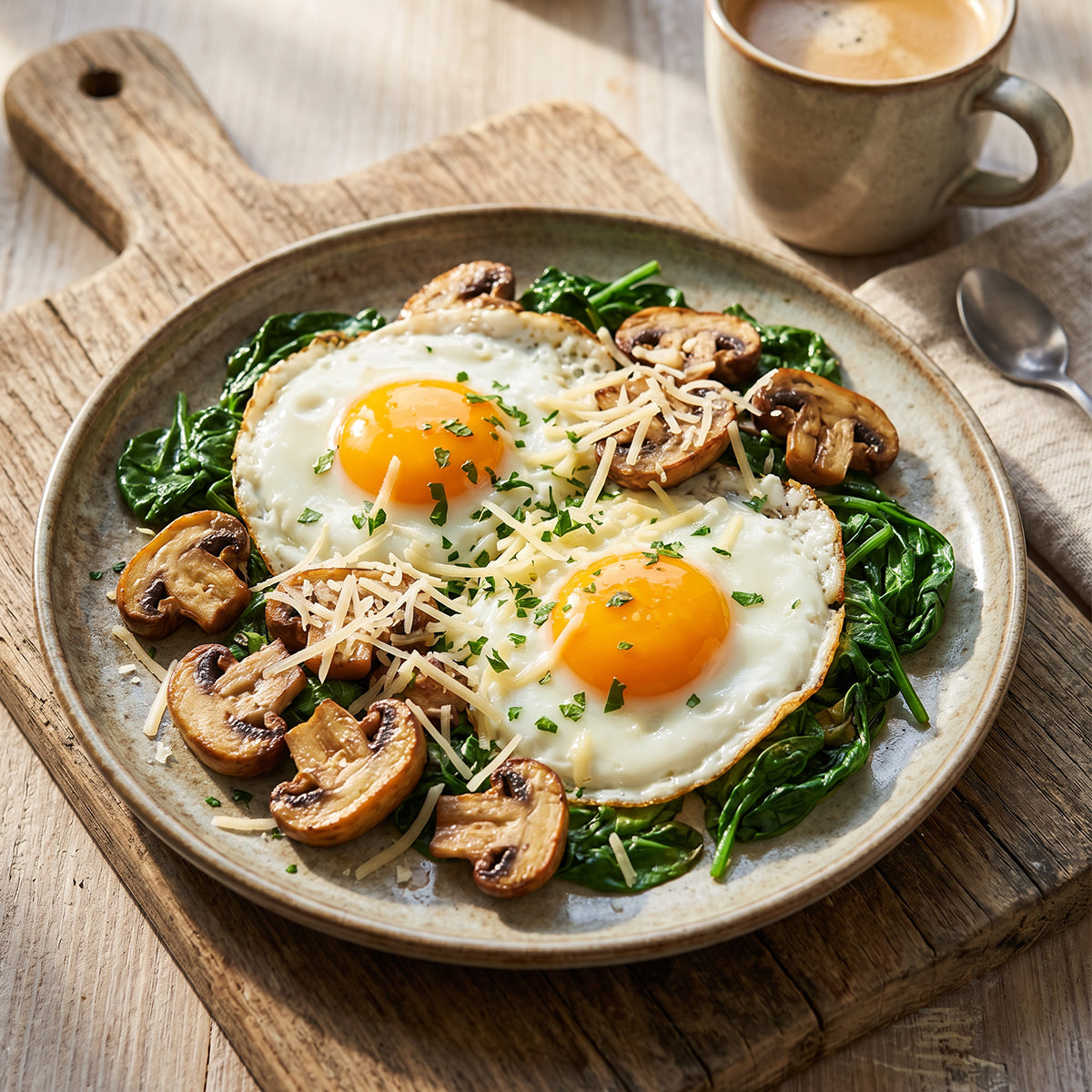 RECEPT: Vitamine D Power Ontbijt, Geroosterde Champignons met Spiegelei en Oude Kaas