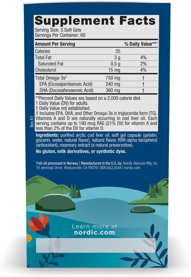 Arctic Cod Liver Oil Citroen 750mg - 180 softgels