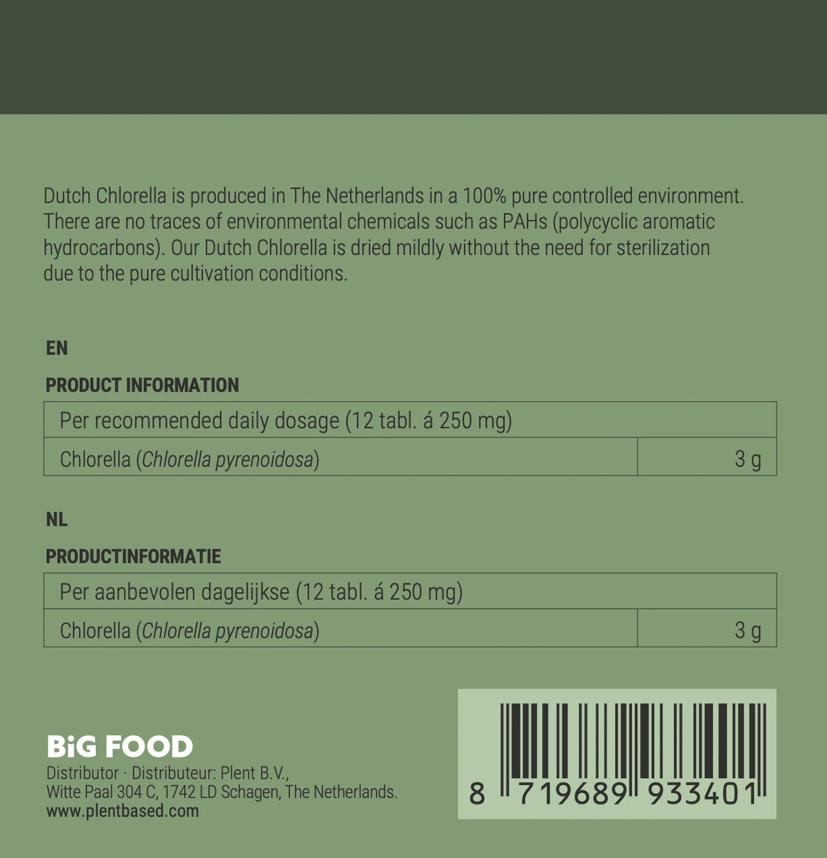 Nederlandse Chlorella Tabletten – 500 g – 2000 stuks