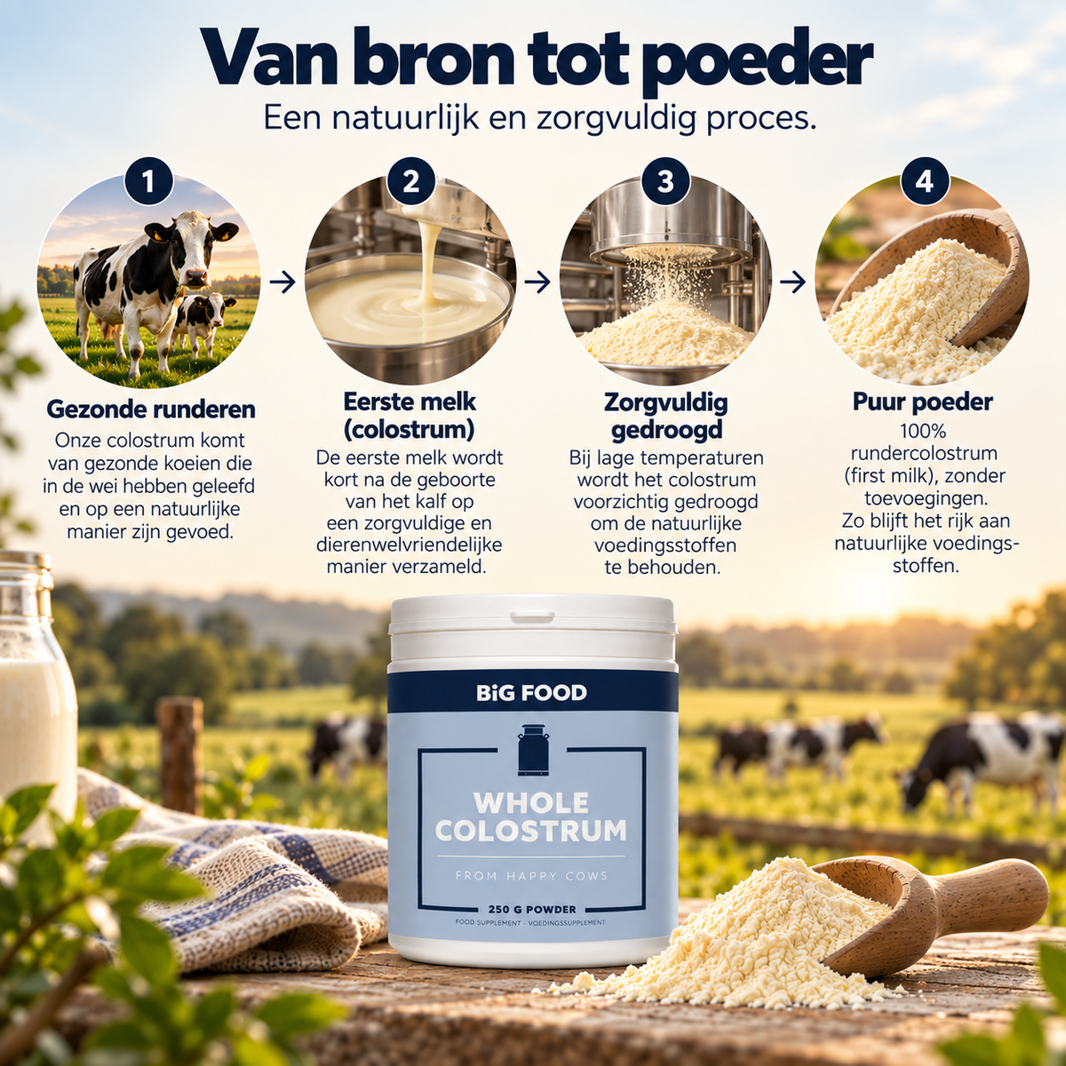 Whole Colostrum Poeder – 4×250 g – 3+1 Gratis