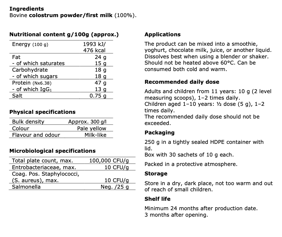 Whole Colostrum Powder – 250 g