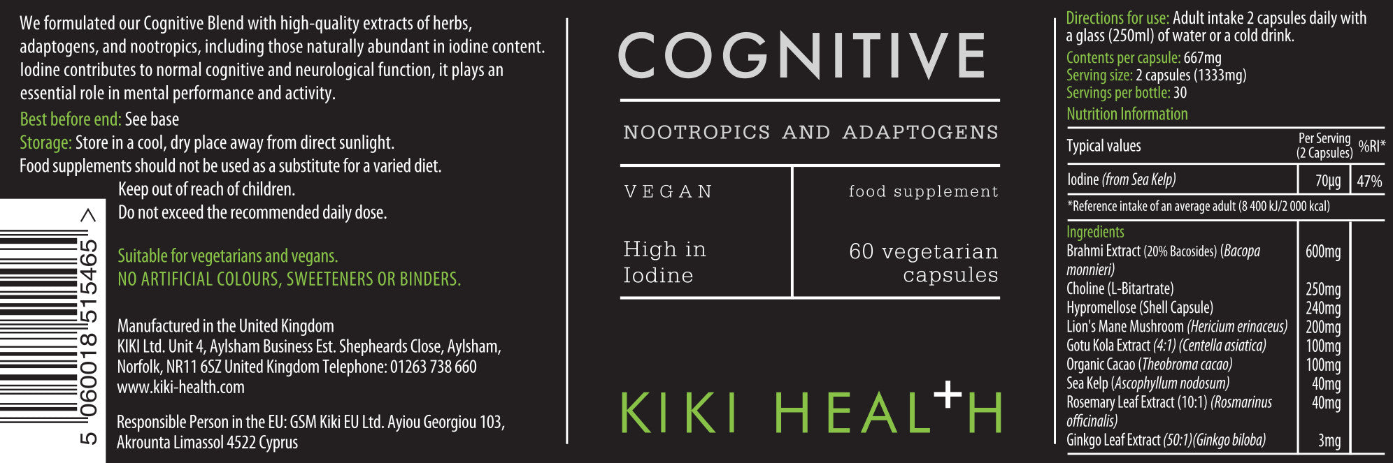 Cognitive Blend – Nootropics & Adaptogens – 60 Capsules