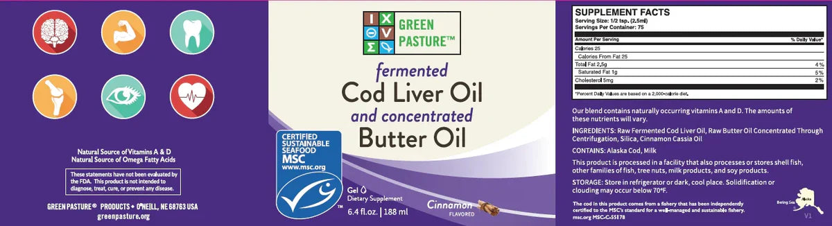Fermented Cod Liver Oil & Concentrated Butter Oil (Cod Liver Oil/Butter Oil) Cinnamon - 188ml gel