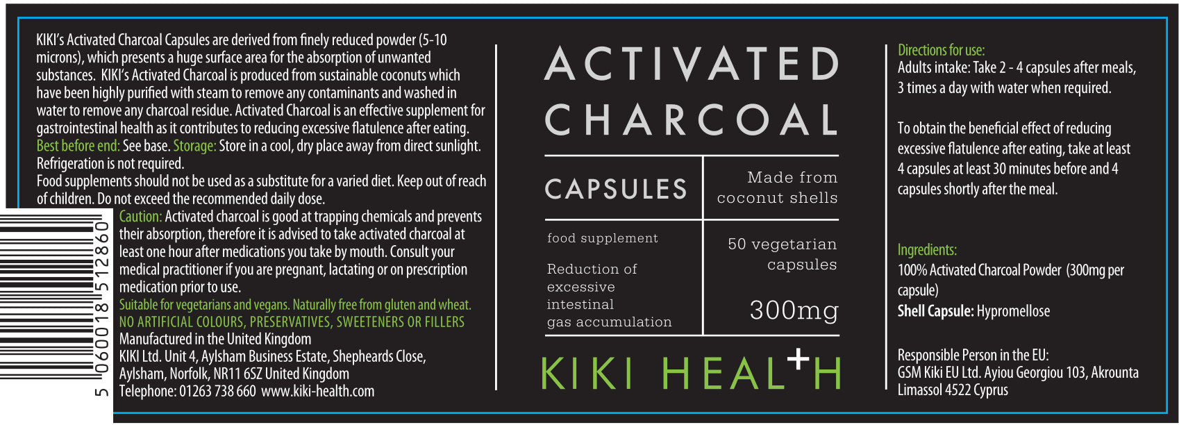 Actieve Kool – Kokosnootschalen – 50 Capsules