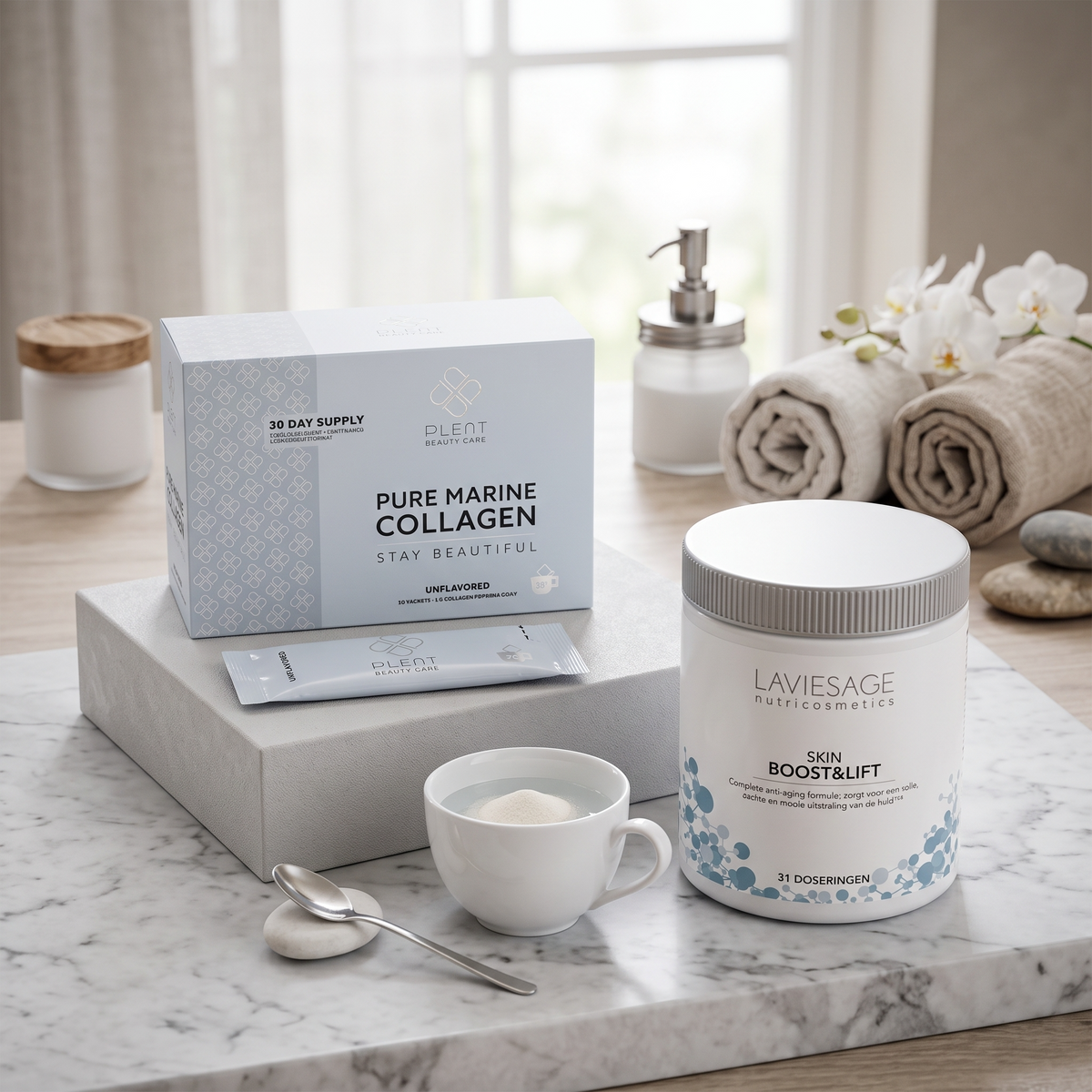 Beauty & wellness – Marine Collageen + Skin Boost & Lift – 30 sachets + 31 doseringen – Combinatie