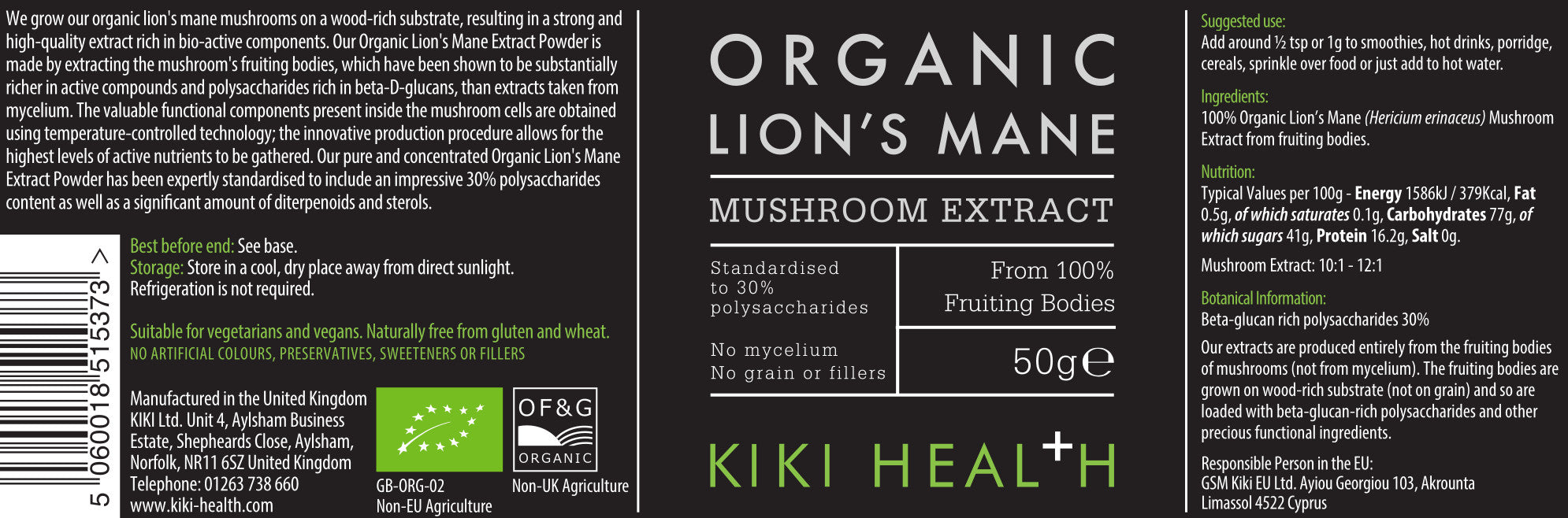 Lion's Mane Powder – Organic Mushroom Extract – 50 g