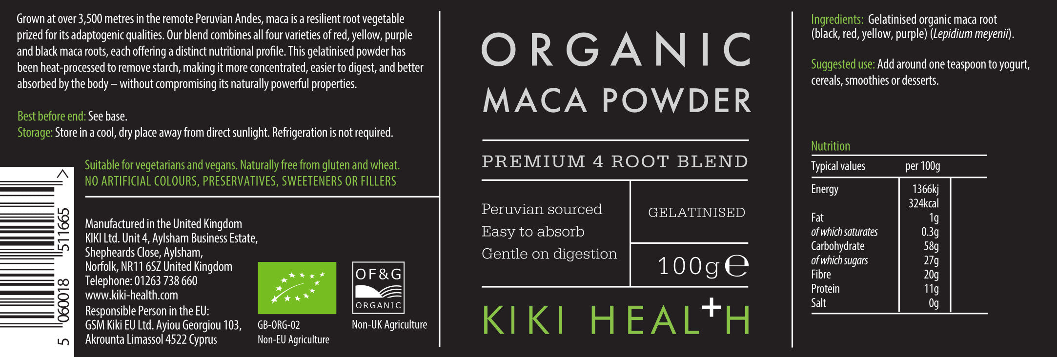 Maca Poeder – Biologisch Gelatiniseerd – 100 g