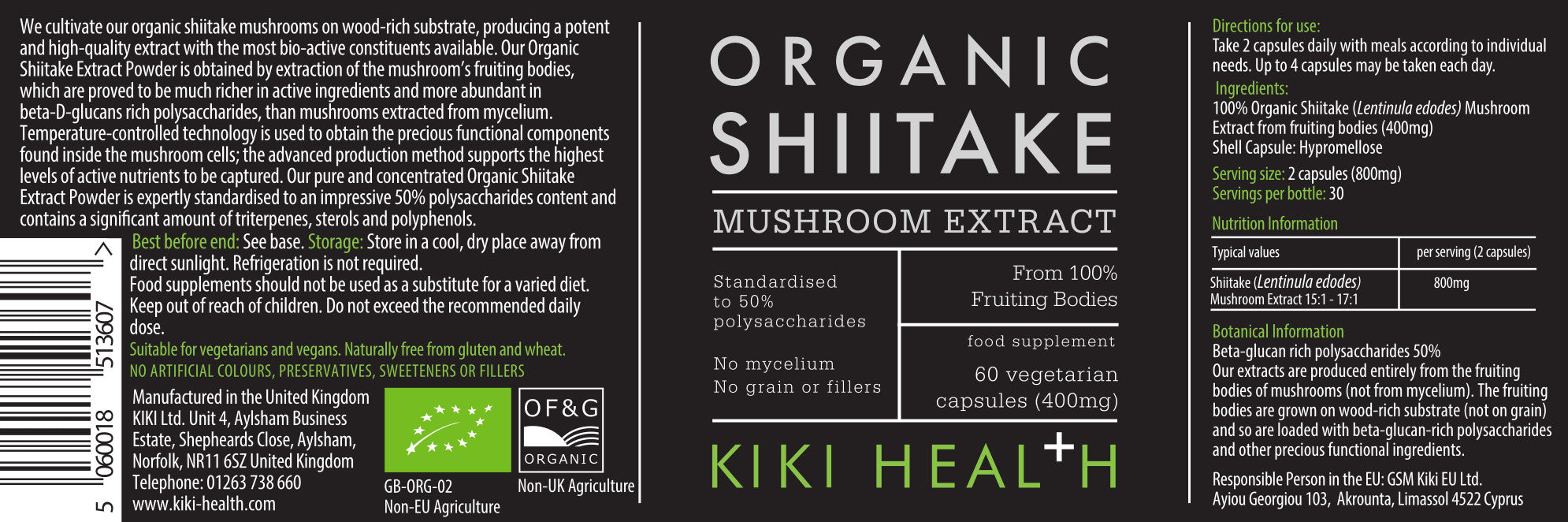 Shiitake – Biologisch Paddenstoelextract – 60 Capsules