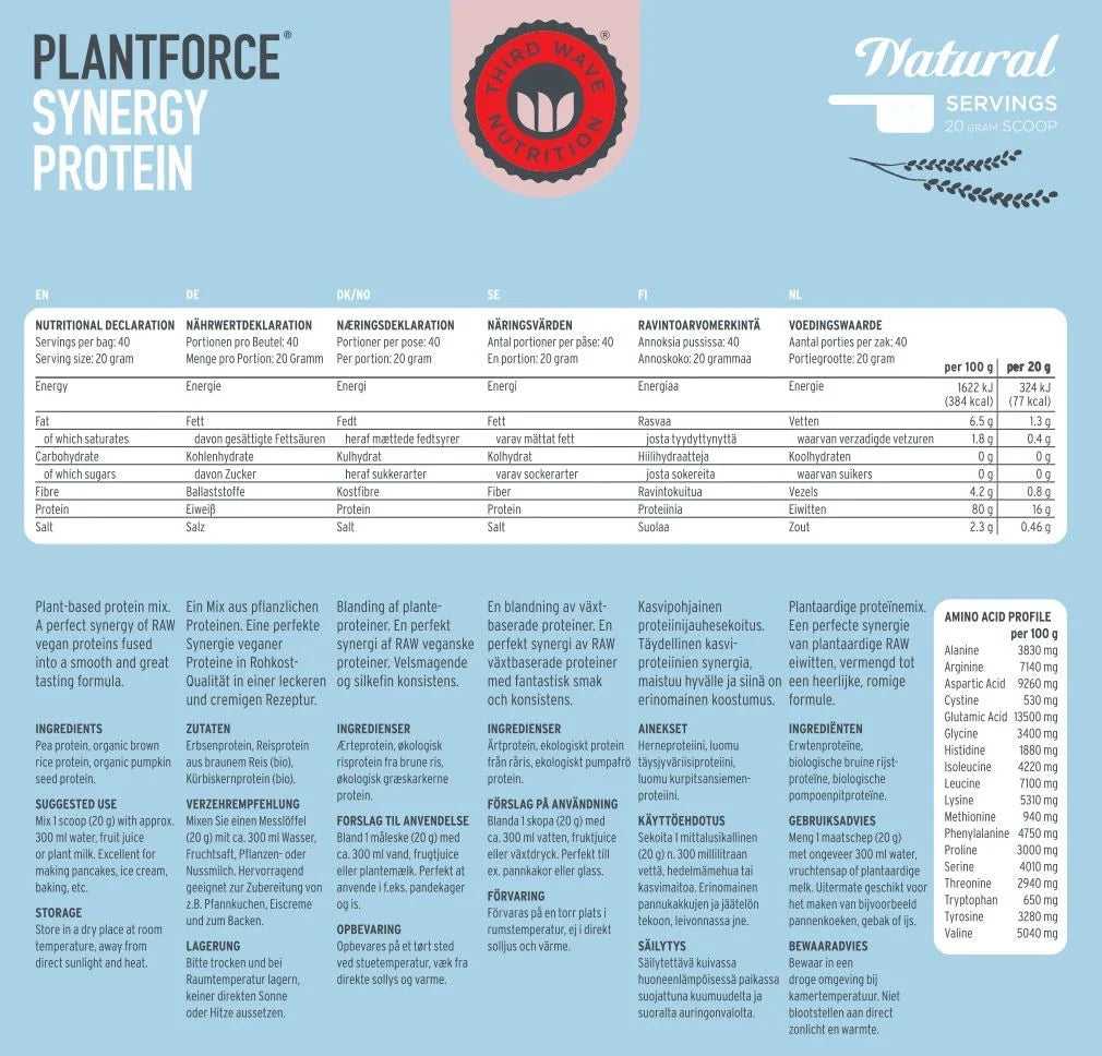 Plantforce Synergy Protein Alle Smaken – 3+1 gratis, 4 verpakkingen van 800 g