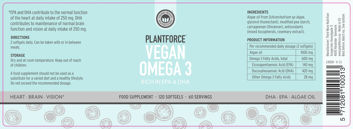 Vegan Omega-3 Algenolie – 4x120 softgels – 3+1 Gratis