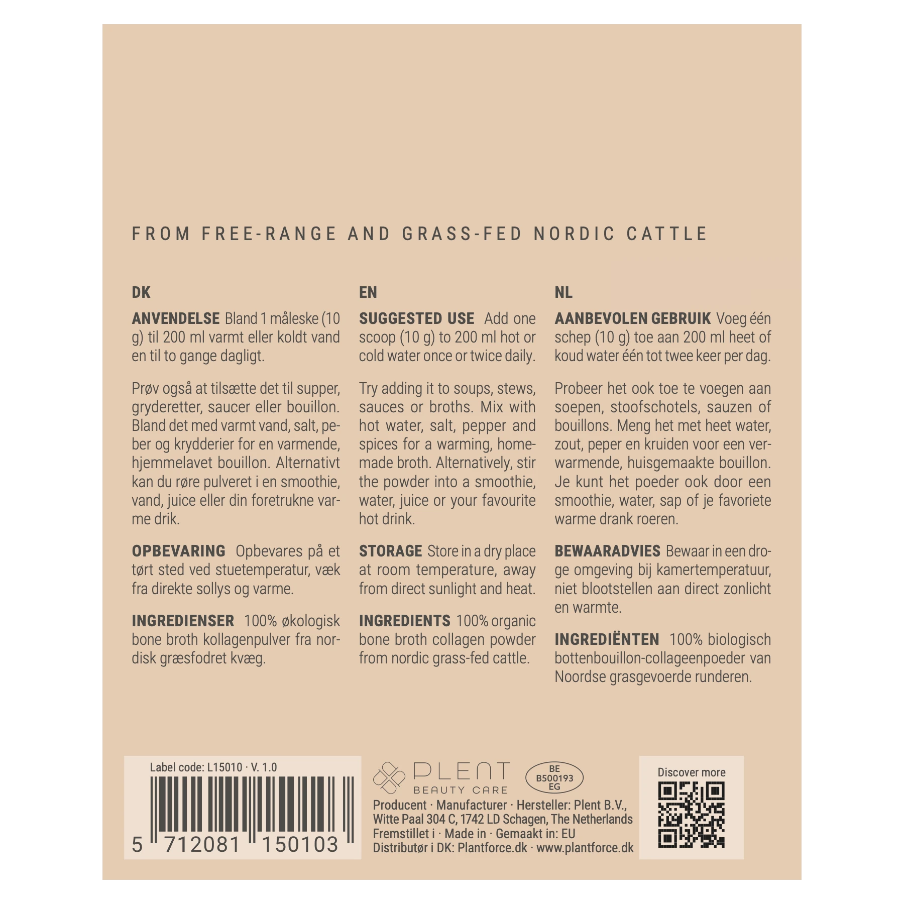 Bone Broth Collageen Poeder – Bio – Naturel – 300 g