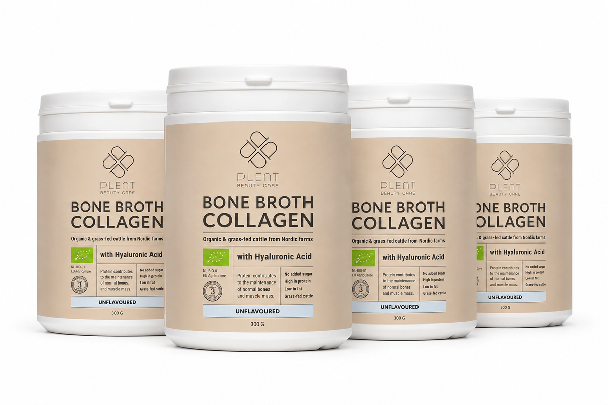 Bone Broth Collageen Poeder – Bio – Naturel – 4×300 g – 3+1 Gratis