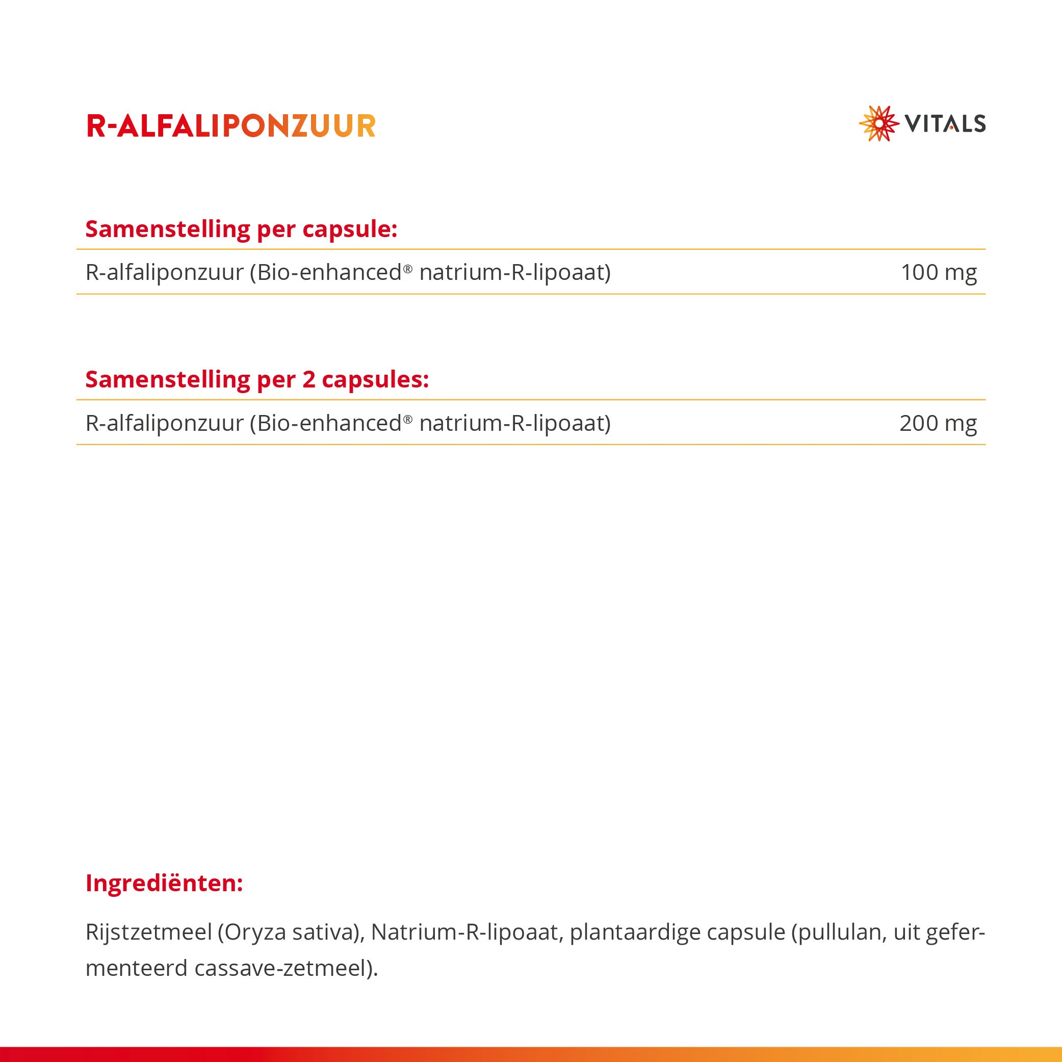 R-Alfaliponzuur 100 mg – Bio-enhanced® – 100 Vegan Caps