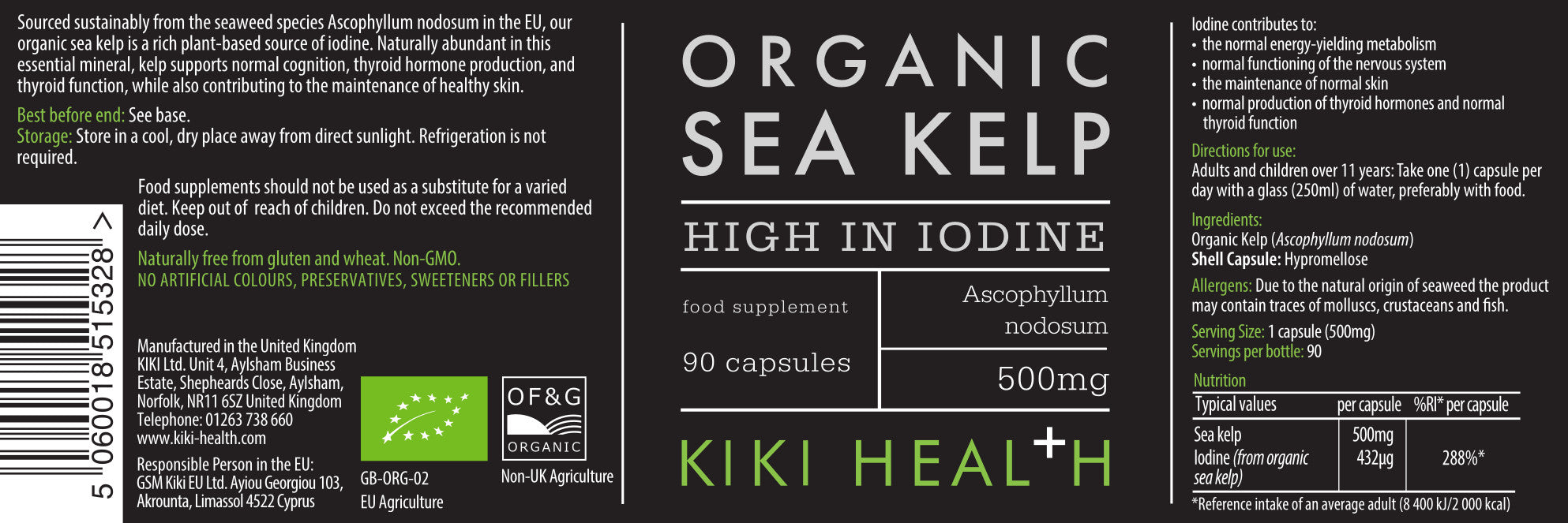 Organic Sea Kelp 500mg - 90 vcaps