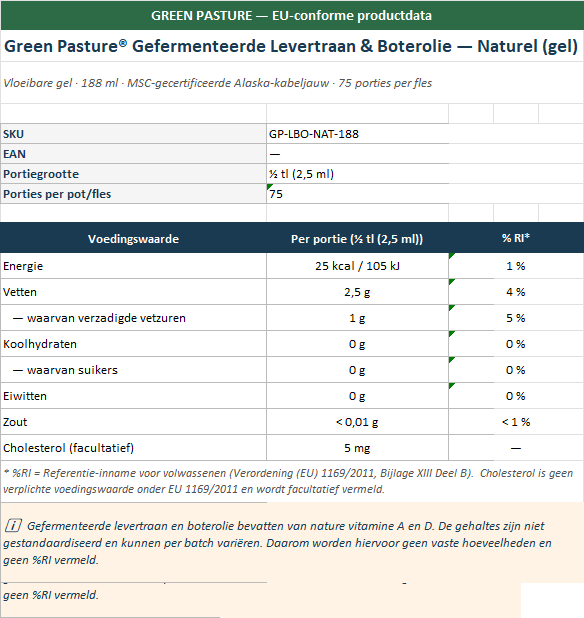 Gefermenteerde Levertraan & Boterolie - 3x188 ml gel - Aanbieding