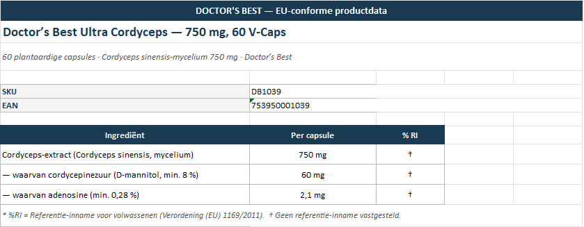 Ultra Cordyceps 750 mg – 60 vcaps