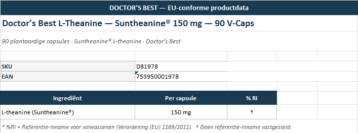 L-Theanine — Suntheanine® 150 mg — 90 V-Caps