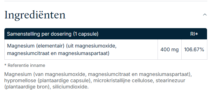 Magnesium 400mg - 180 vcaps