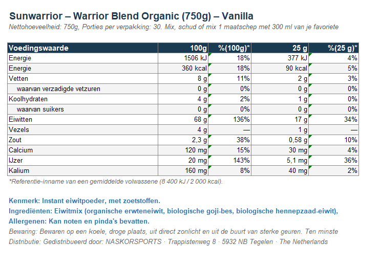 Warrior Blend Protein Vanilla - 3x750g - Aanbieding