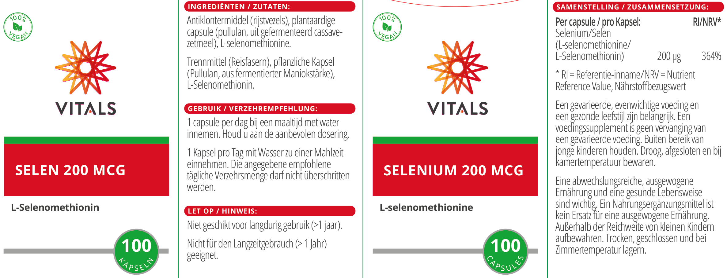 Selenium 200 µg – L-selenomethionine – 100 Vegan Capsules