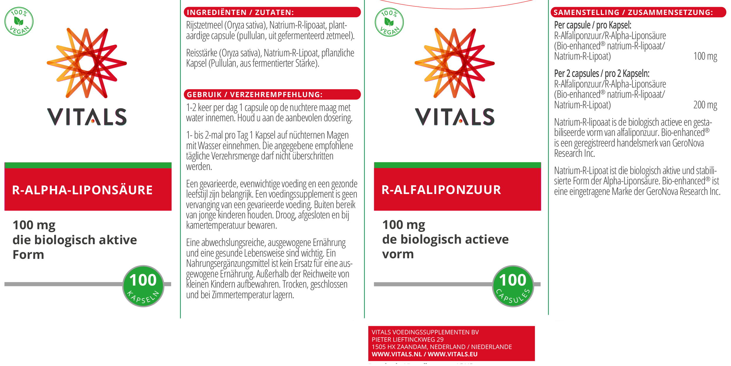 R-Alfaliponzuur 100 mg – Bio-enhanced® – 100 Vegan Caps
