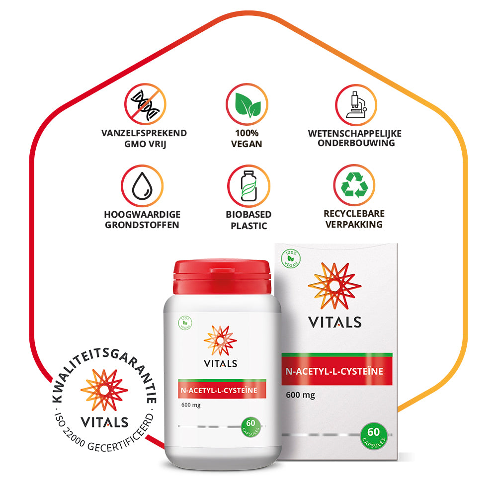 N-acetyl-L-cysteine 600 mg – Acetylated Form L-cysteine – 60 Vegan Capsules