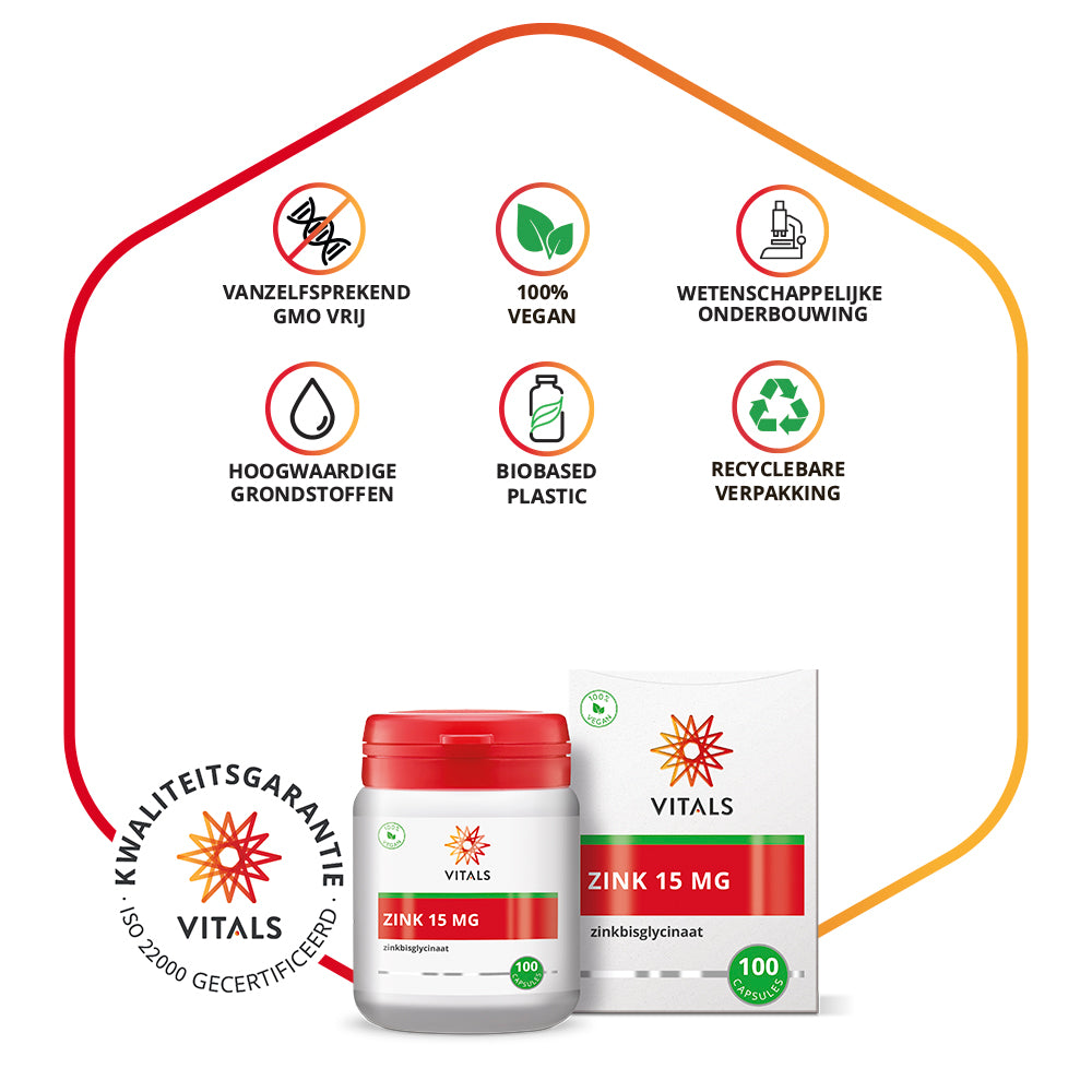 Zink 15 mg – Zinkbisglycinaat TRAACS® – 100 Vegan Capsules