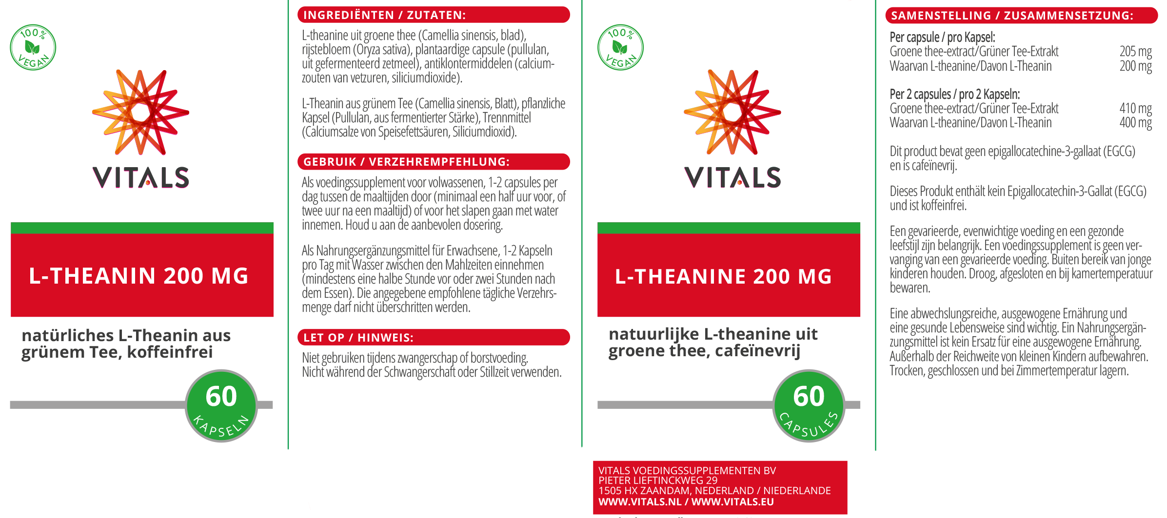 L-Theanine 200 mg – uit groene thee – 60 Vegan Caps