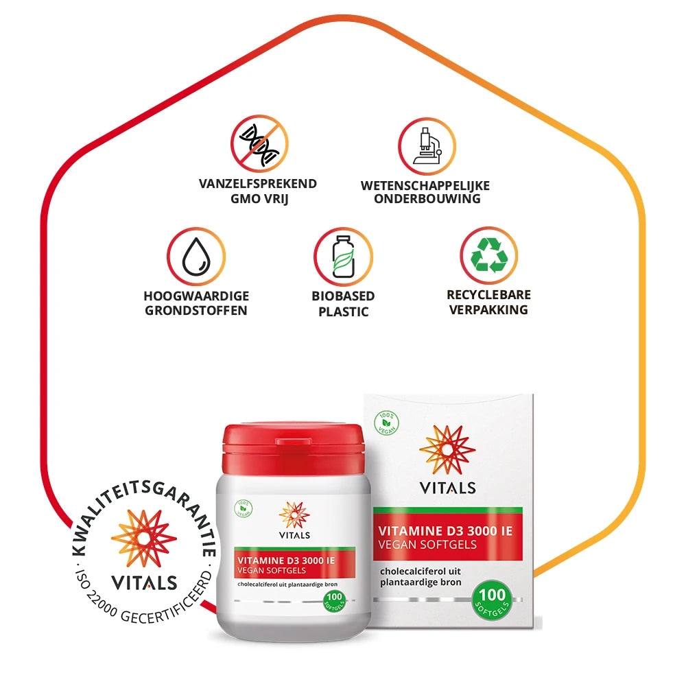 Vitamine D3 3000 IE – Vegan softgels – 100 stuks