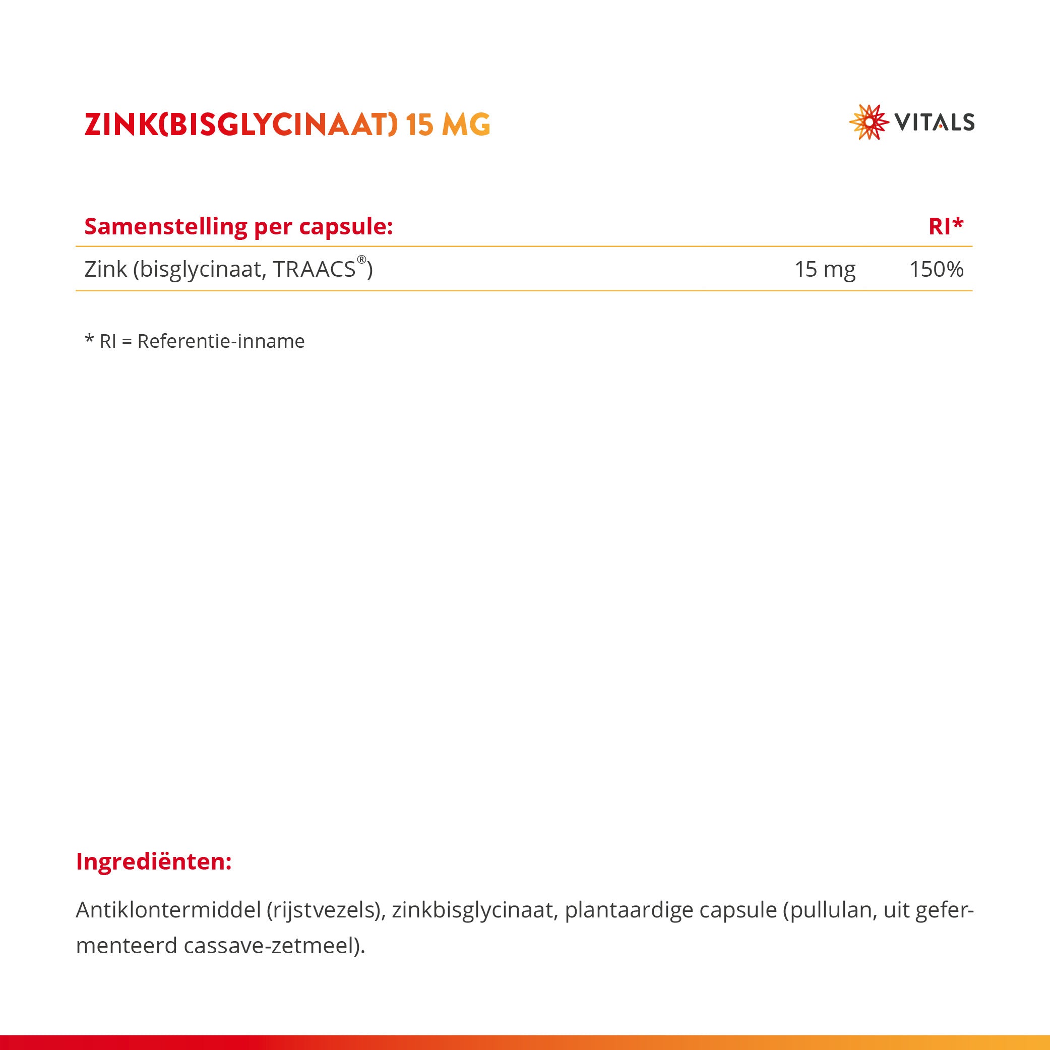 Zink 15 mg – Zinkbisglycinaat TRAACS® – 100 Vegan Capsules