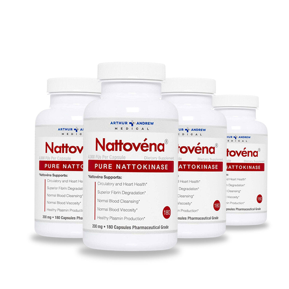 Arthur Andrew Nattovéna® - 4x180 caps (4,000 FU) - 3+1 Gratis Aanbieding