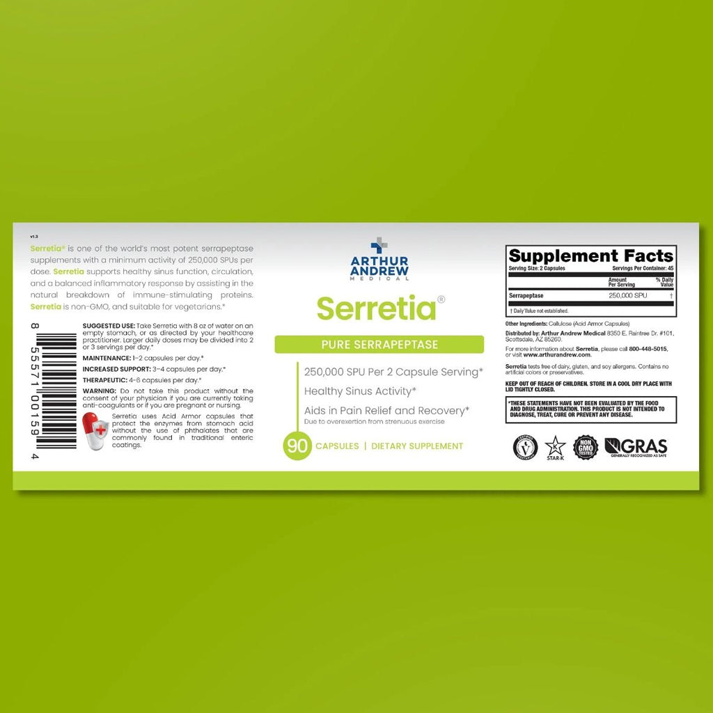 Arthur Andrew - Serretia® - 3×180 caps - Aanbieding