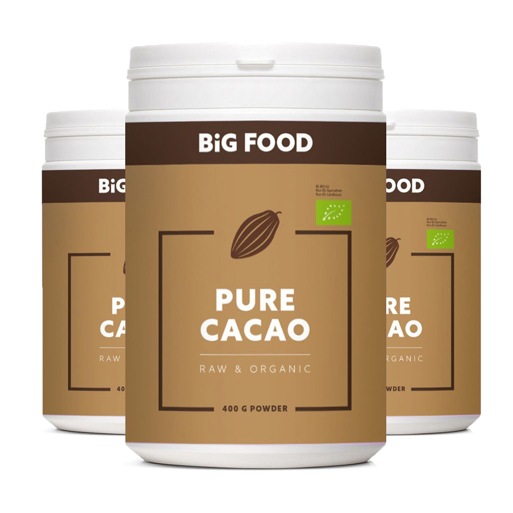 Pure Cacao Raw & Organic - 3x400g - Aanbieding - Big Food