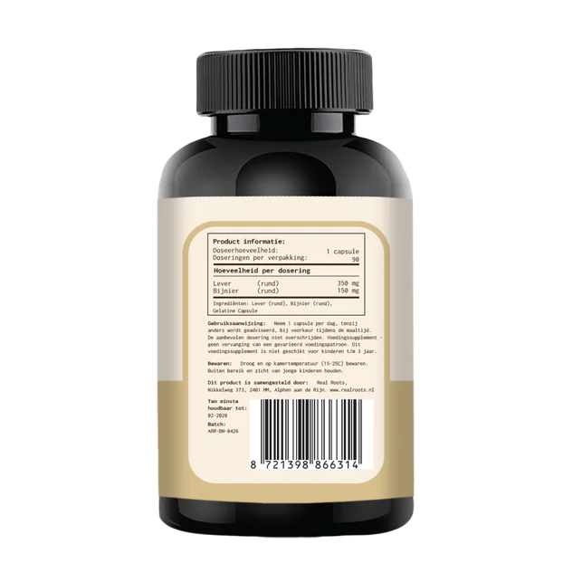 Runder Bijnier & Lever – Gevriesdroogd – 90 Capsules à 500 mg