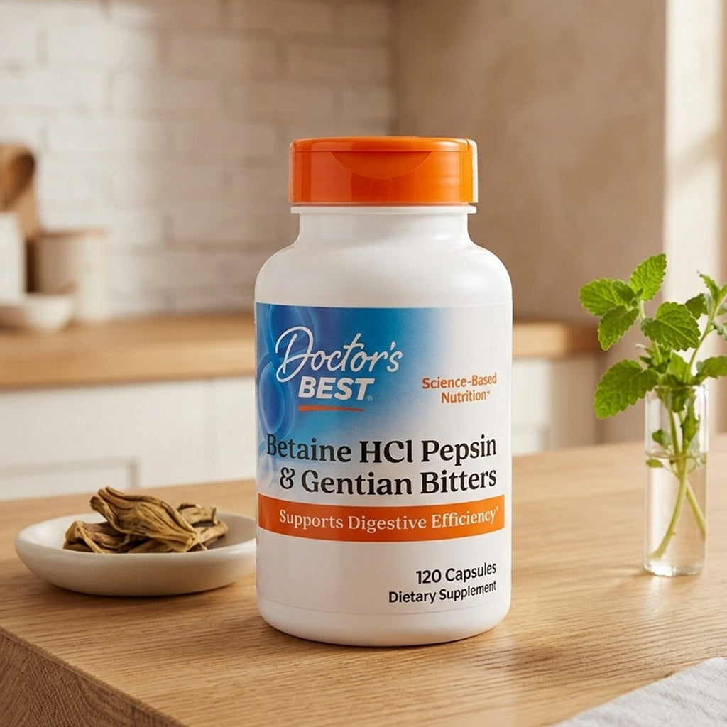 Doctor's Best - Betaine HCl Pepsin & Gentian Bitters - 120 caps