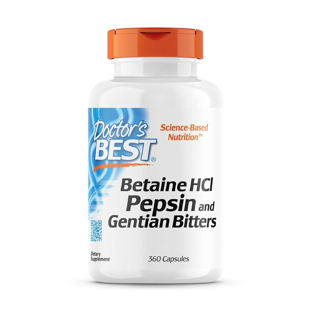 Doctor's Best - Betaine HCl Pepsin & Gentian Bitters - 360 caps