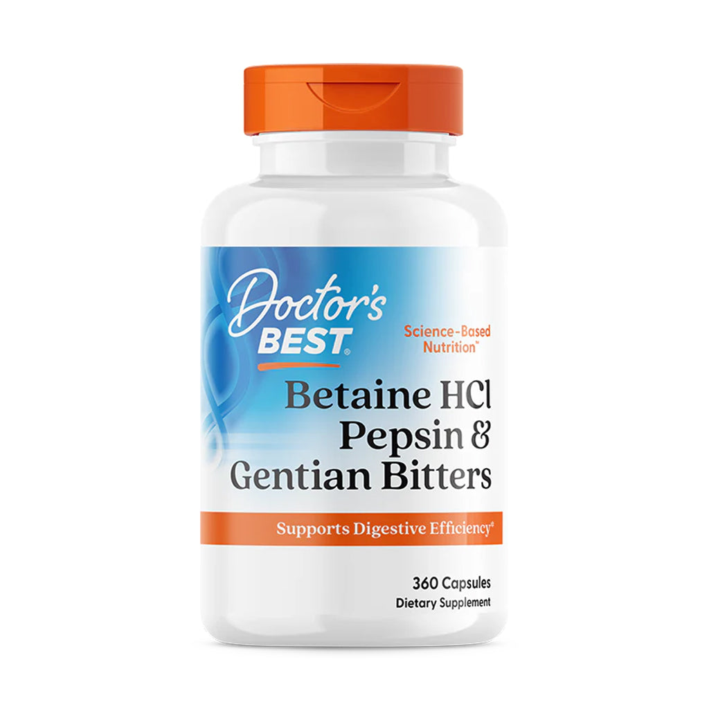 Doctor's Best - Betaine HCl Pepsin & Gentian Bitters - 360 caps