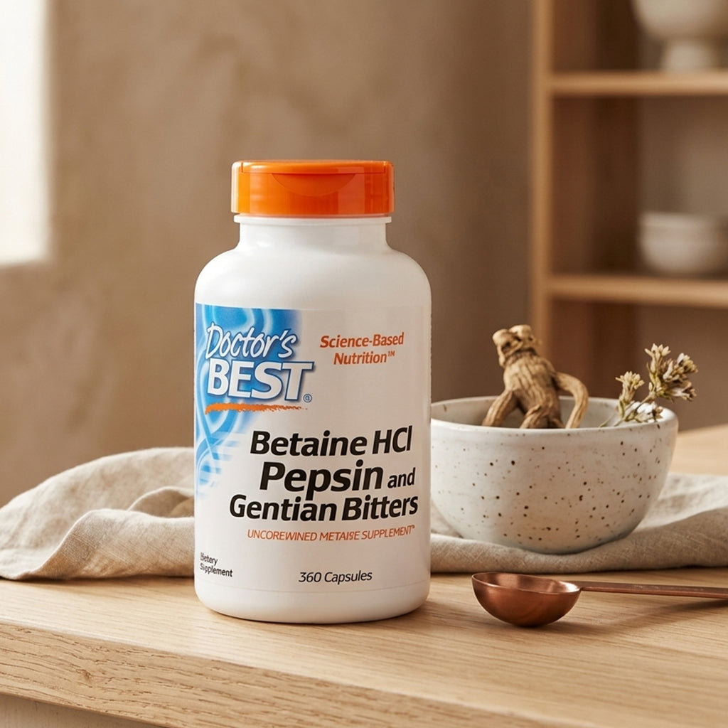 Doctor's Best - Betaine HCl Pepsin & Gentian Bitters - 360 caps