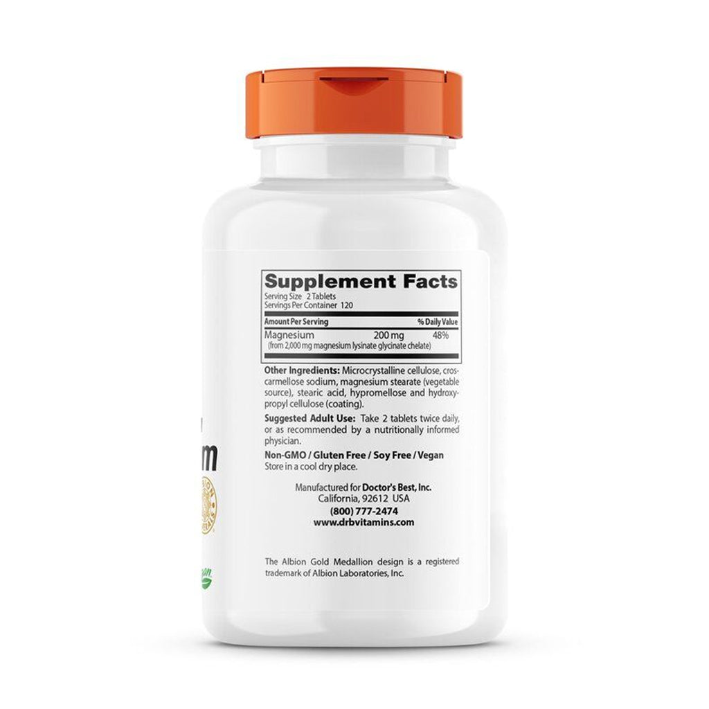 Doctor's Best - High Absorption Magnesium Lysinate Glycinate - 240 tabs