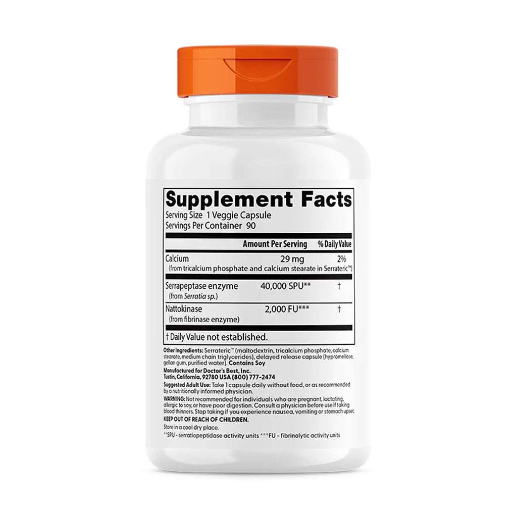 Doctor's Best - Natto-Serra (Nattokinase Serrapeptase) - 90 vcaps