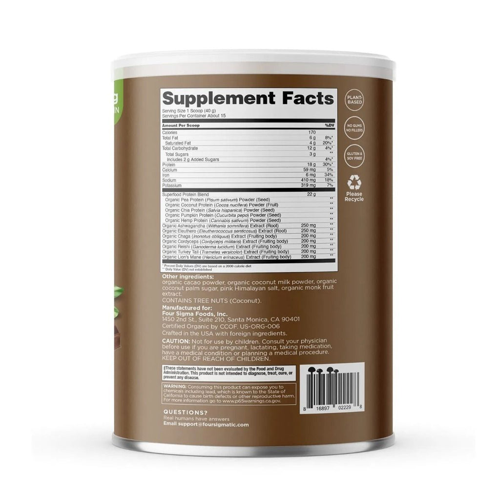 Four Sigmatic Plant-Based Organic Protein Creamy Cacao - 600g