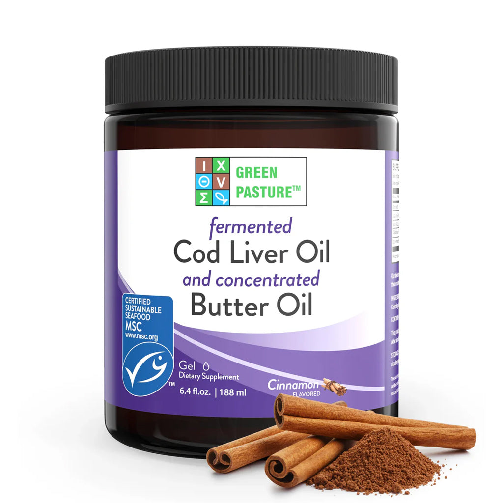 Green Pasture - Fermented Cod Liver Oil & Concentrated Butter Oil (Levertraan/Boterolie) Kaneel - 188ml gel
