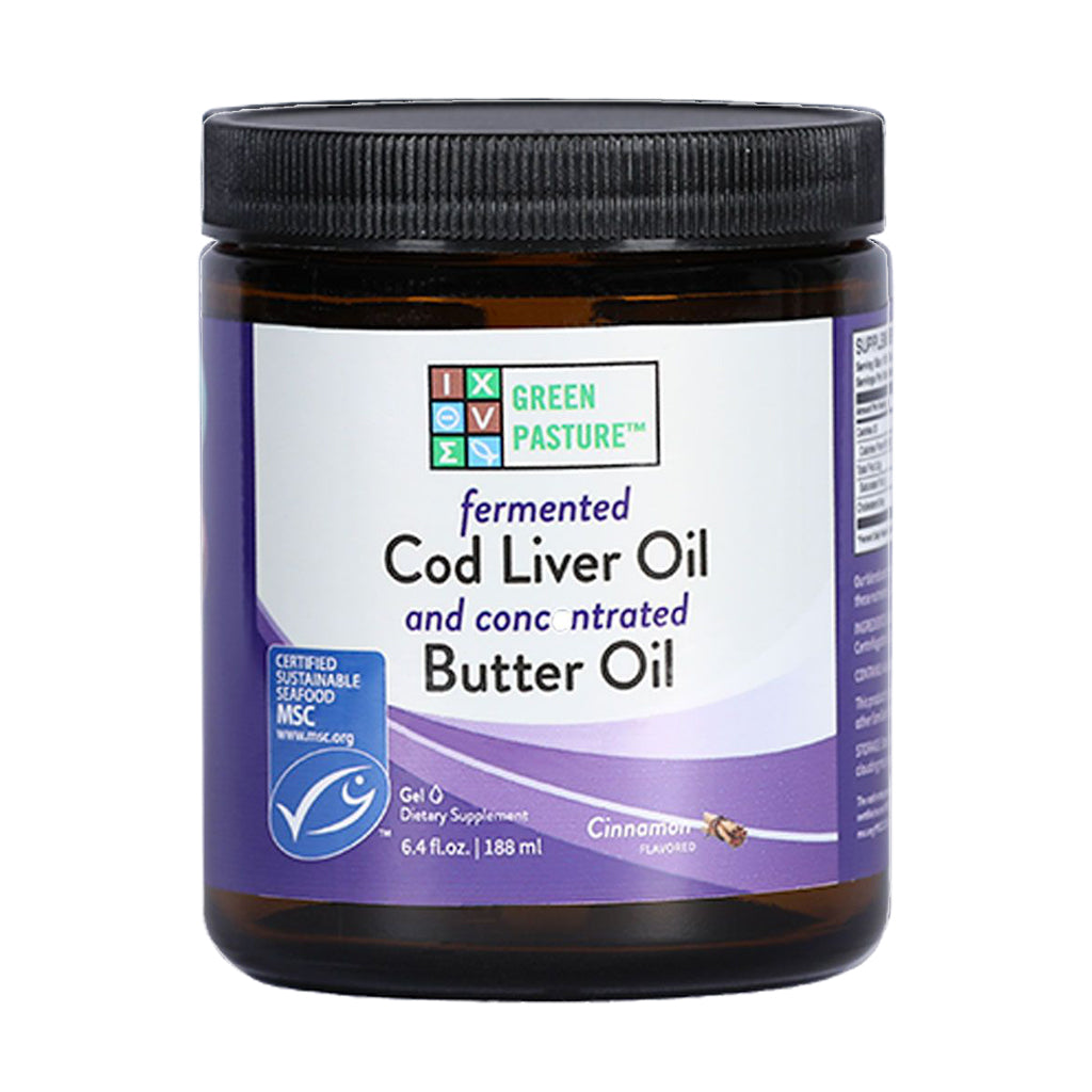 Green Pasture - Fermented Cod Liver Oil & Concentrated Butter Oil (Levertraan/Boterolie) Kaneel - 188ml gel
