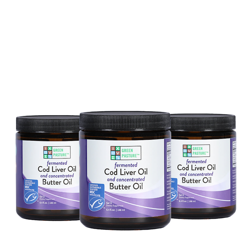 Green Pasture - Gefermenteerde Levertraan & Boterolie - 3x188 ml gel - Aanbieding