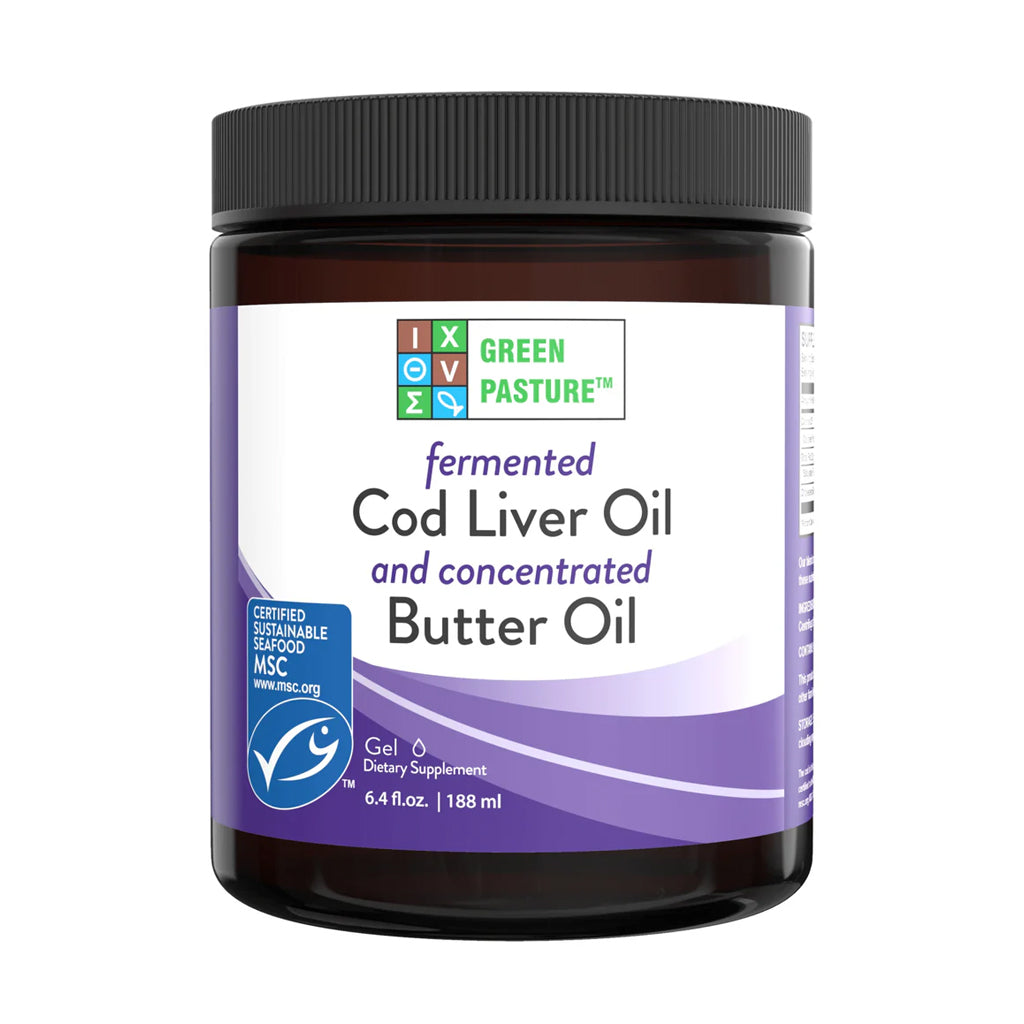 Green Pasture - Fermented Cod Liver Oil & Concentrated Butter Oil (Levertraan/Boterolie) Naturel - 188ml gel
