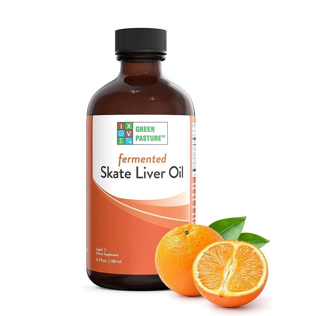 Green Pature - Fermented Skate Liver Oil (Rogleverolie) Sinaasappel - 180ml