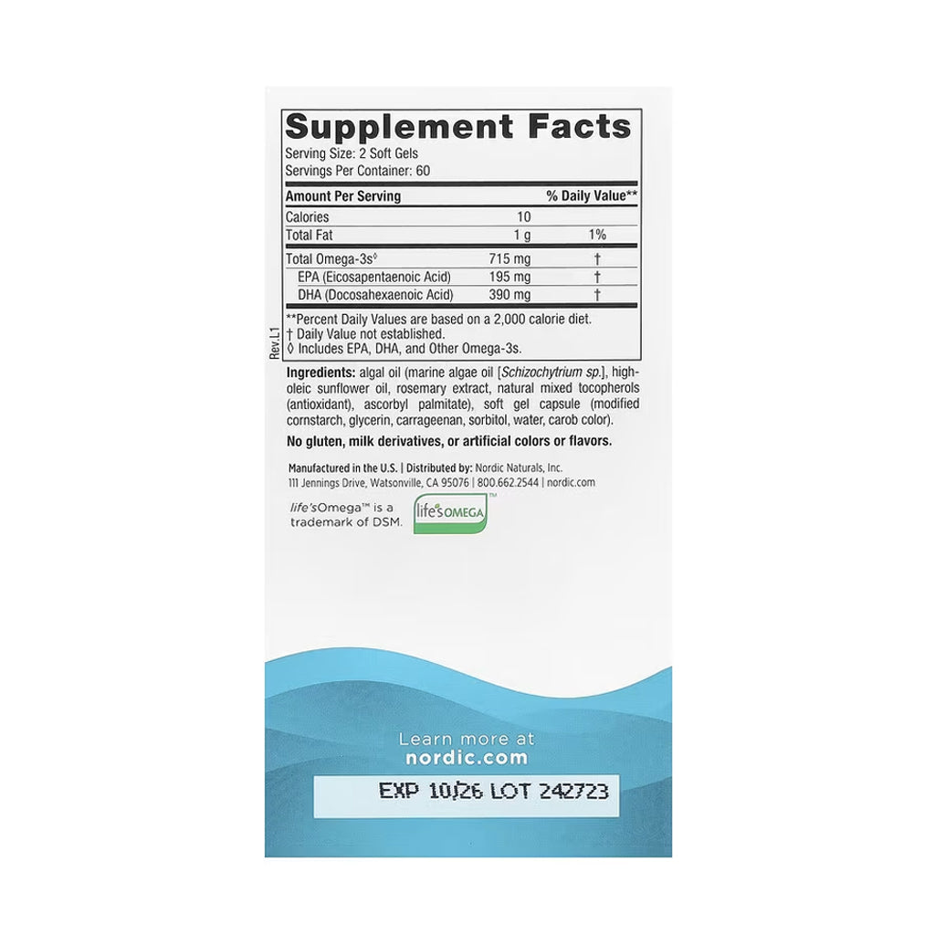 Nordic Naturals - Algae Omega 715mg - 120 softgels