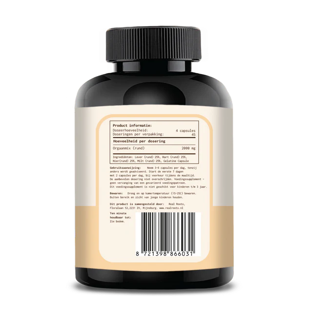 Runder Orgaanmix — Gevriesdroogd — 180 Capsules